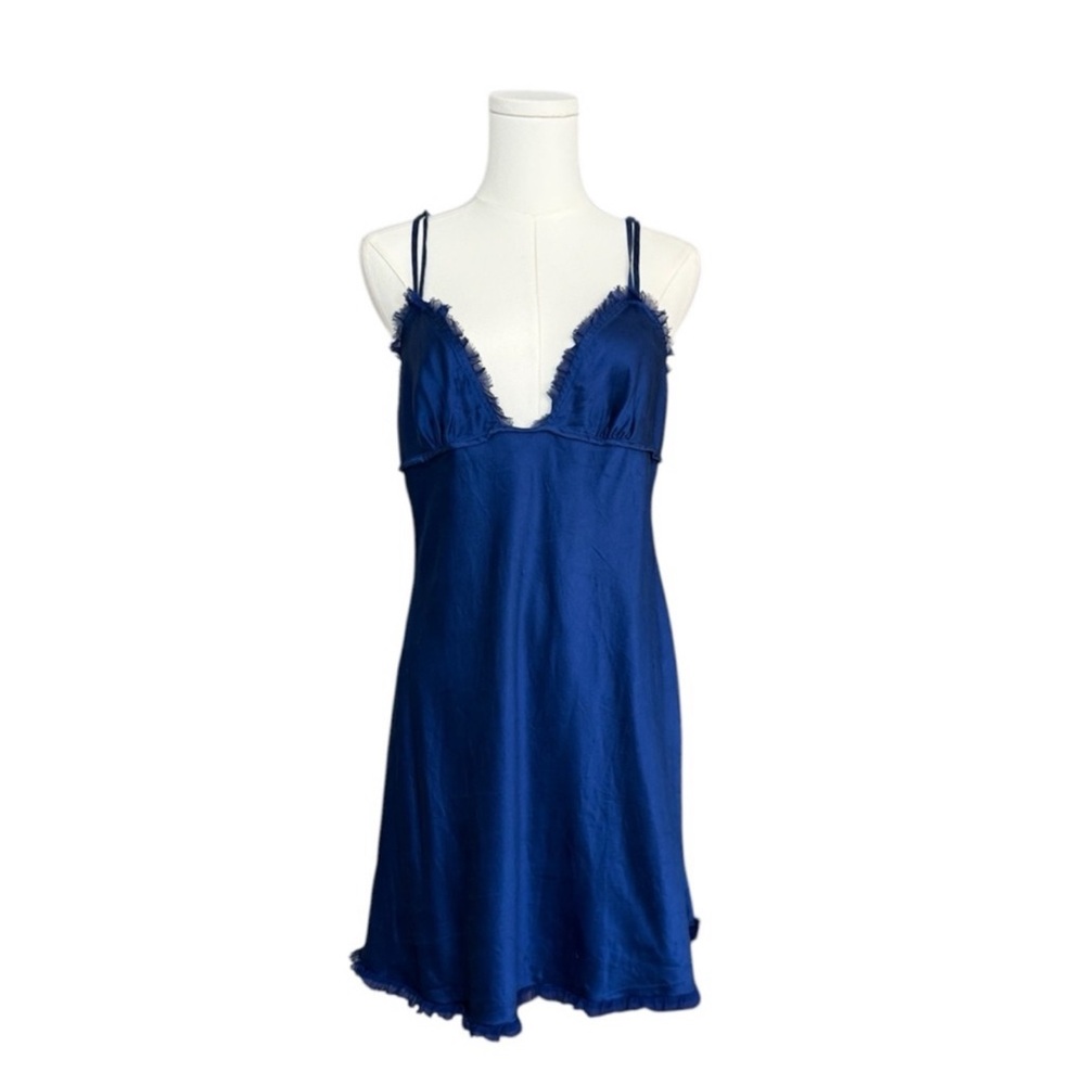 Victorias Secret royal blue lace babydoll silky satin slip size M